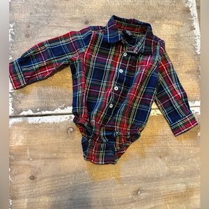 Wrangler Flannel cotton blend Long Sleeve plaid onesie 18m 18 months baby boy